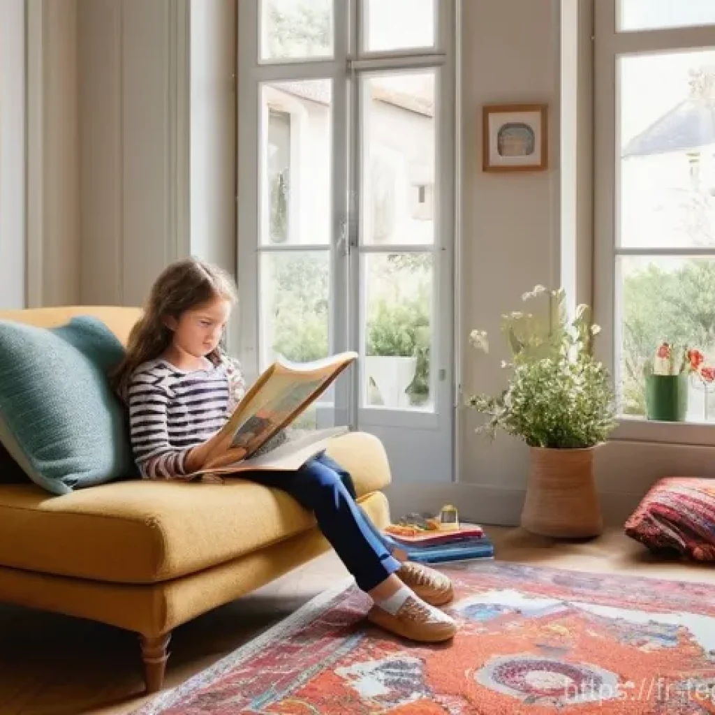자녀의 성과를 높이는 홈스쿨링 전략 - **Prompt:** A cozy, sunlit corner of a charming French home, designed as a dedicated homeschooling s...