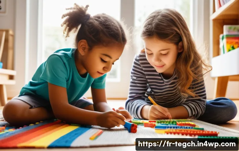 홈스쿨링을 위한 자유 학습의 중요성 - **Prompt:** A vibrant and joyful scene of a diverse group of children, aged 6-12, deeply engaged in ...