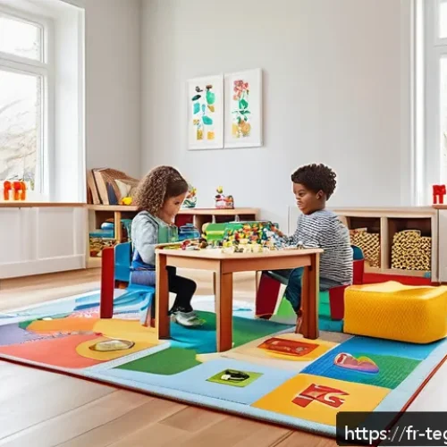 Home 32 홈스쿨링에서의 놀이 기반 학습 - A bright and cozy homeschooling playroom designed for French-speaking children, featuring a dedicate...
