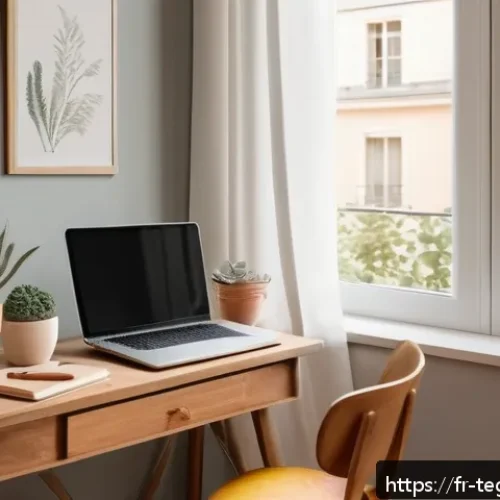 Home 30 홈스쿨링에서의 교육 연계 및 활용 - A bright and cozy homeschooling study corner in a modern French apartment, featuring a clean wooden ...