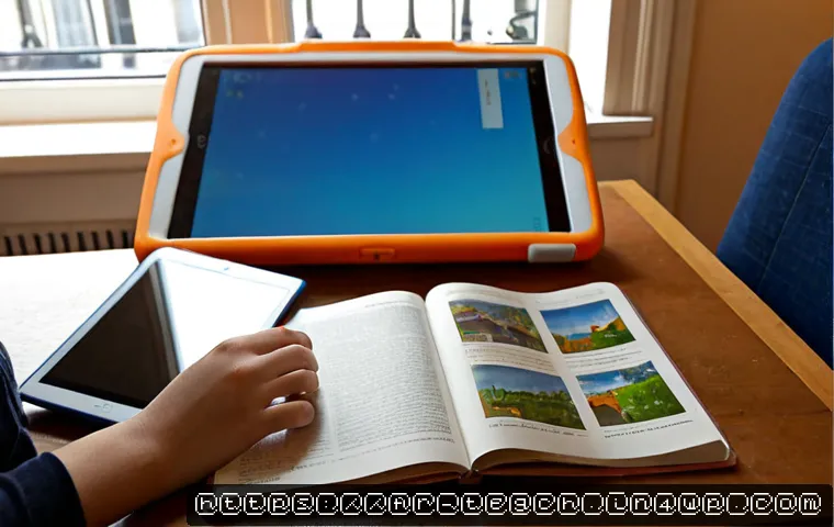 홈스쿨링과 전자책 활용법 - Photorealistic French homeschooling scene in a bright Parisian apartment, a parent and school-age ch...